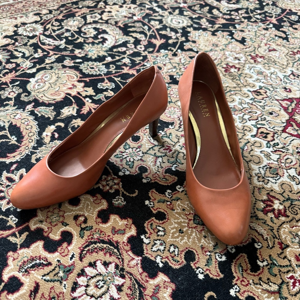 Ralph Lauren Cognac Leather Pumps